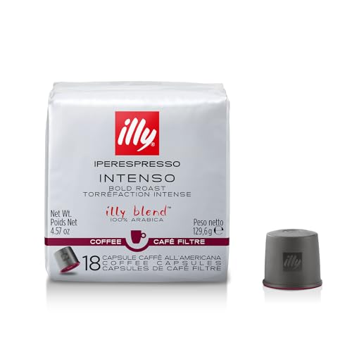 illy Kaffee, Filterkaffee Kapseln Iperespresso Intenso, intensive Röstung - Verpackung mit 18 Kaffeekapseln von illy