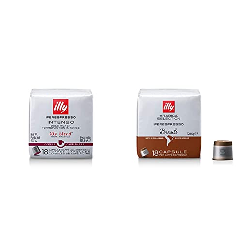 illy Kaffee, Filterkaffee Kapseln Iperespresso Intenso, intensive Röstung - 18 Kaffeekapseln & Espresso illy Kaffee, Kaffeekapseln Iperespresso Arabica Selection Brasilien - 18 stück von illy