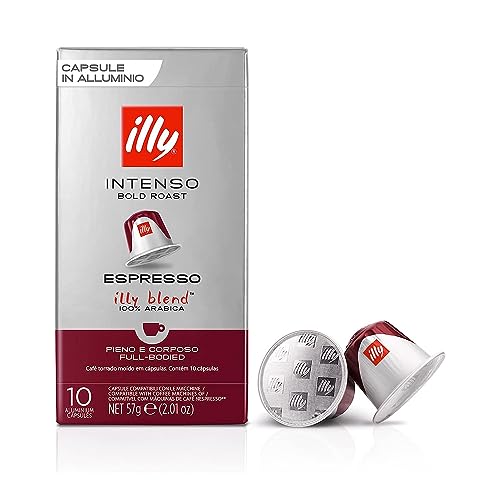 illy Kaffee INTENSO, intensive Röstung, in kompatiblen Kaffeekapseln* - 10 Verpackungen zu je 10 Kapseln von illy