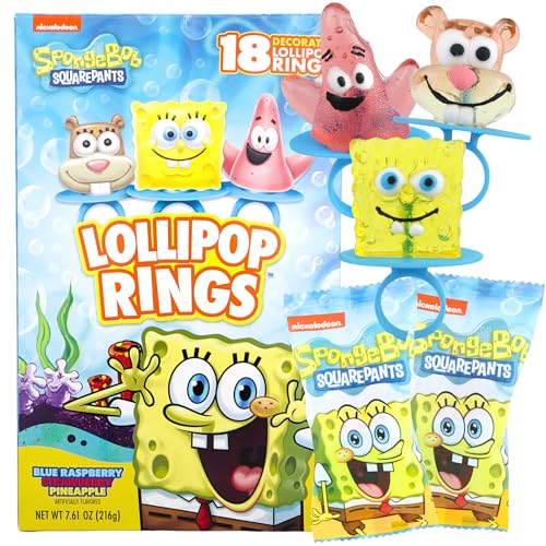 Imaginings 3 SpongeBob Schwammkopf verzierte Lutscherringe, Patrick und Sandy, einzeln verpackte Süßigkeiten für Geburtstagspartys, 18 Stück von Imaginings 3