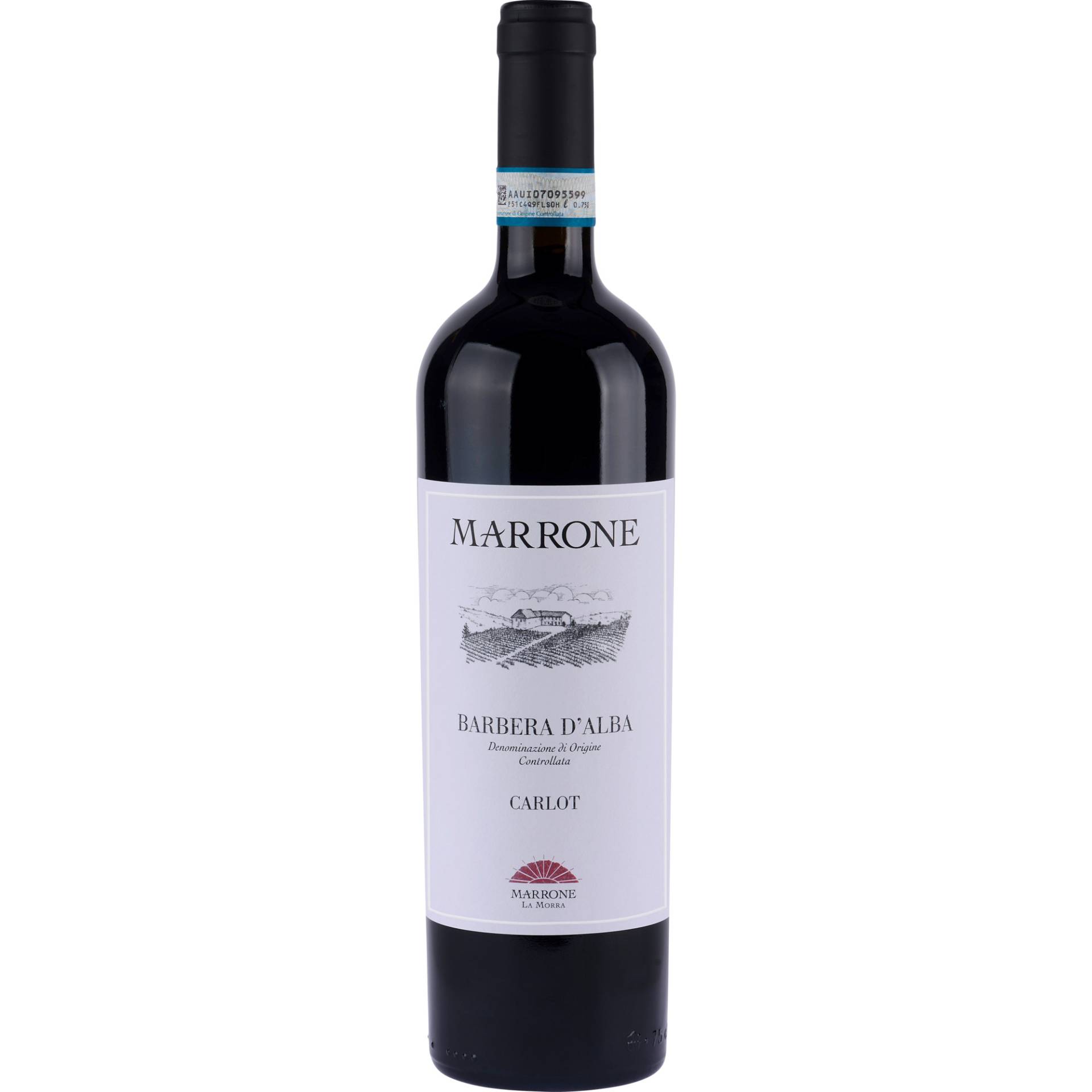 Marrone Barbera d'Alba Carlot, Barbera d'Alba DOC, Piemont, 2021, Rotwein von Imbottigliato da Agricola Gian Piero Marrone s.n.c. La Morra - Italia nella propria cantina di Castiglione Falletto - It