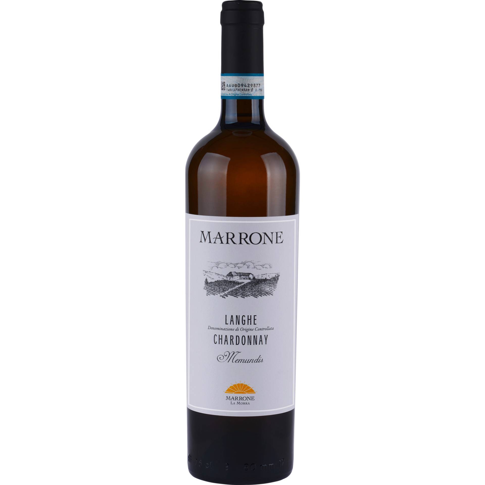 Marrone Memundis Chardonnay, Langhe DOC, Piemont, 2021, Weißwein von Imbottigliato da Agricola Gian Piero Marrone s.n.c. La Morra - Italia nella propria cantina di Castiglione Falletto - It