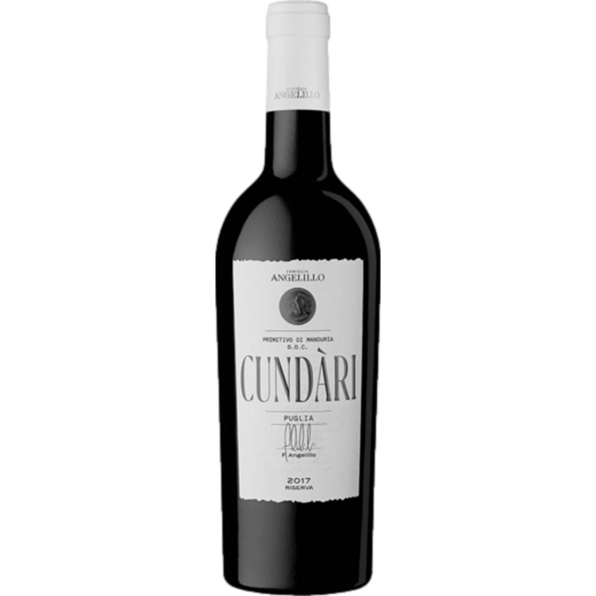 Cundari Primitivo di Manduria Riserva, Primitivo di Manduria DOC, Apulien, 2017, Rotwein von Imbottigliato da - Bottled by: Mack & Schuhle Italia SPA 74014 Laterza (TA)