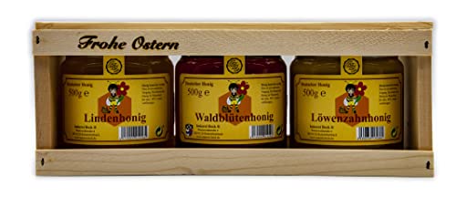 Imkerei Beck® - Deutscher Honig im Geschenkset/Reiner Bienenhonig/Geschenkset "Frohe Ostern" (3 x 500g) von Imkerei Beck