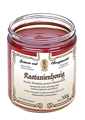 Edel-Kastanienhonig 500g – kräftig aromatisch, naturbelassen, roher Honig, deutscher Honig vom Imker (von Imkerei Nordheide) von Imkerei Nordheide