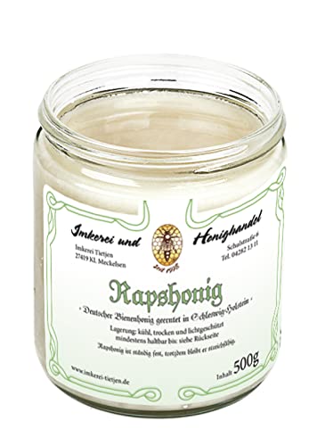 Rapshonig 500g – mild aromatisch, naturbelassener roher Honig (von Imkerei Nordheide) | Deutscher Honig vom Imker von Imkerei Nordheide