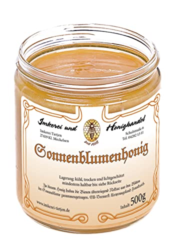 Sonnenblumenhonig 500g – mittelkräftiges Aroma, naturbelassen, roher Honig (von Imkerei Nordheide) von Imkerei Nordheide