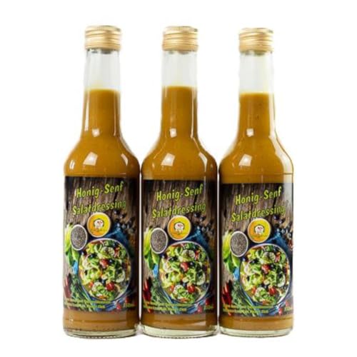 3er-Set Honig-Senf Salatdressing 350ml, Zutaten aus der Region, Honig aus eigener Imkerei, Ideal für Salat, als Dip, oder Marinade für Fleisch von Imkerei "Zum Lederer"