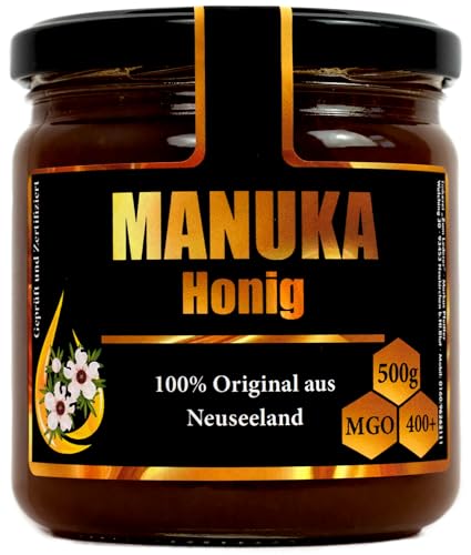 Imkerei zum Lederer Manuka Honig MGO 400+ 500g - 100% Pur aus Neuseeland - Manuka Honig Original mit Premium Qualität - authentischer Honig mit MGO Siegel - für innerliche & äußerliche Anwendung von Imkerei "Zum Lederer"