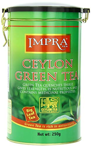 IMPRA Pure Ceylon Green Tea aus Sri Lanka, 3er Pack Grüner Ceylon-Tee , großblättrig, lose in Dose(3x 250g) von Impra