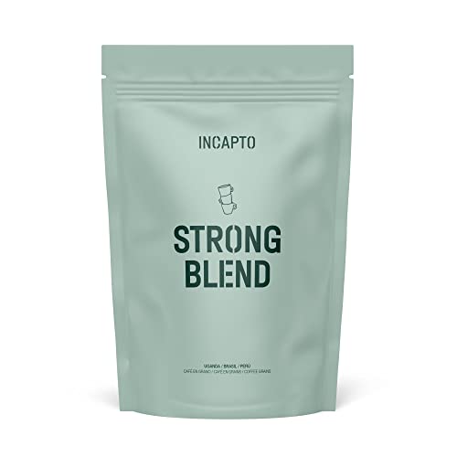 Incapto Strong Blend Kaffeebohnen | Mischung aus 80% Arabica und 20% Robusta | Stark und Bitter | Ursprünge Uganda, Brasilien und Peru | Traditionell Geröstete Bohnenkaffee | Packung 1kg von Incapto
