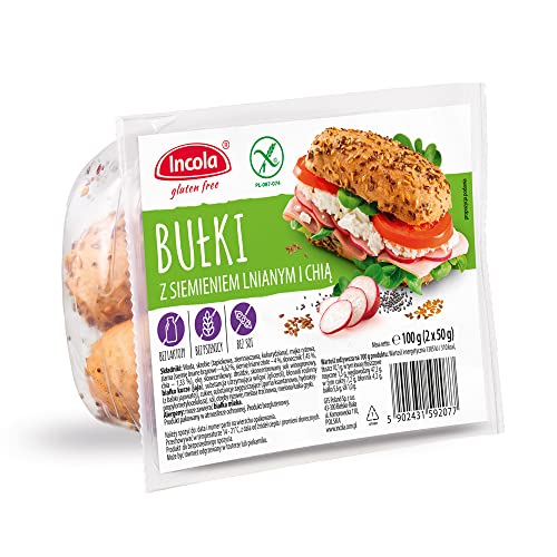 Glutenfreie Brötchen mit Leinsamen und Chia (2x50g) - Weiche Brötchen mit vielen Körnern von Incola gluten free