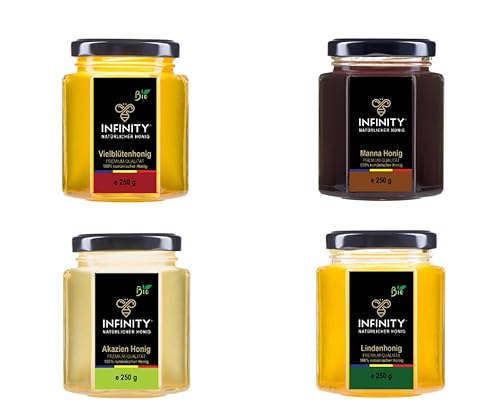 Probierset Manahonig Lindenhonig Akazienhonig Vielblütenhonig jeweils 250g von Infinity Honey