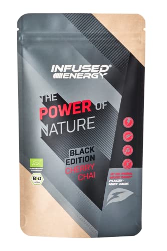 Infused energy Bio Energy Tee - Natürlicher Wachmacher aus Guayusa, Guarana, Matcha, Mate, Ginseng - mit aromatischem Schwarztee Kirsch Geschmack - 75g von Infused energy