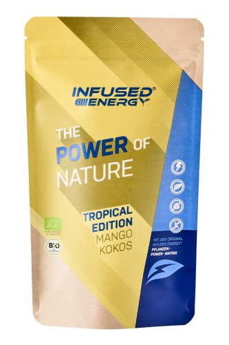 Infused energy Bio Energy Tee - Natürlicher Wachmacher aus Guayusa, Guarana, Matcha, Mate, Ginseng - mit exotischem Mango-Kokos Aroma - 75g von Infused energy