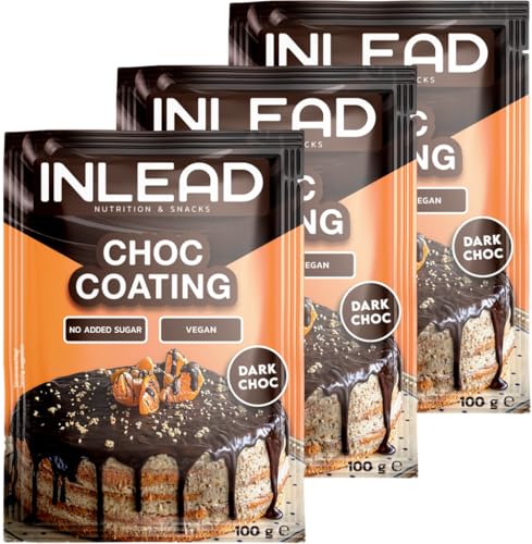 INLEAD - Choc Coating | Schokoladen-Glasur ohne Zuckerzusatz | Ideal zum überziehen von für Torten und Desserts - 3x100g (Dark Chocolate - Dunkle Schokolade) von Inlead