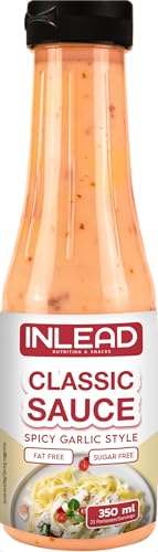 INLEAD Classic Sauce - Karlorienarme Würz, Grill und Salatsauce | Perfekt Zur Diät | ohne Fett & ohne Zuckerzusatz | Ideal für gerichte & Salat-Dressings (350ml, Spicy Garlic Style) von Inlead