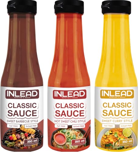 INLEAD Classic Sauce - Karlorienarme Würz, Grill und Salatsauce | Perfekt Zur Diät | ohne Fett & ohne Zuckerzusatz | Ideal für gerichte & Salat-Dressings (3x 350ml, MIXBOX - BBQ) von Inlead