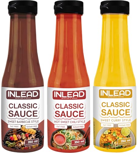 INLEAD - Classic Sauce - Light | Perfekt Zur Diät | ohne Fett & ohne Zuckerzusatz | wenig Karlorien | Ideal zum Grillen & als Salat-Dressings | Zero Sauce - 3x 350ml (MIXBOX - BBQ) von Inlead