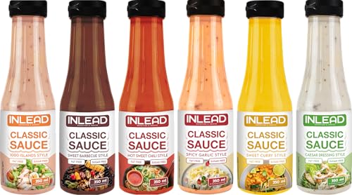 INLEAD Classic Sauce - Karlorienarme Würz, Grill und Salatsauce | Perfekt Zur Diät | ohne Fett & ohne Zuckerzusatz | Ideal für gerichte & Salat-Dressings (6x 350ml, 6er MIXBOX) von Inlead