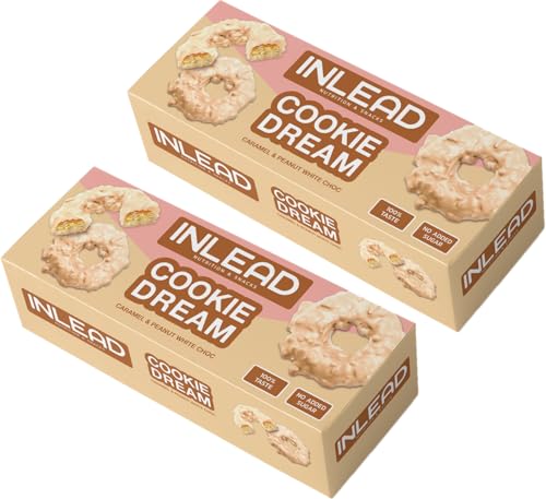 INLEAD - Cookie Dream - Geschmacksgenuss ohne Zugesetzten Zucker | Caramel & Peanut Cookie mit White Choc | Cremige Karamell & Knackige Erdnüsse - 2x 125g (White Chocolate - Weiße Schokolade) von Inlead