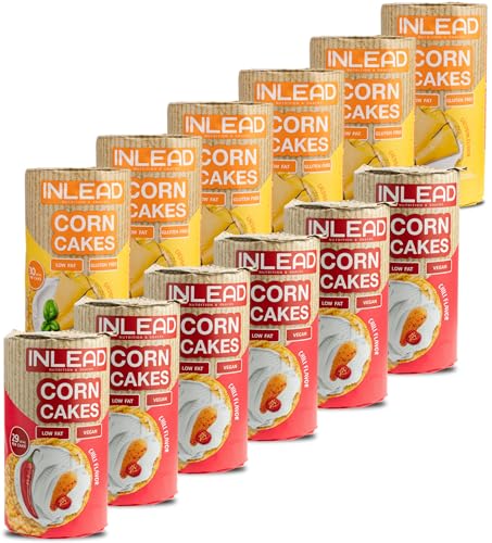 INLEAD - Corn Cakes | Leichte & Knusprige Maiswaffeln für Bewussten Genuss | Kalorienarm, Fettarm & Ideal als gesunde Alternative zu Chips (12x 120g, MIXBOX) von Inlead