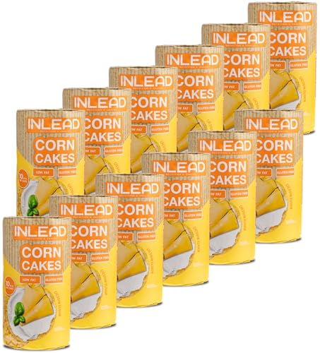 INLEAD - Corn Cakes | Leichte & Knusprige Maiswaffeln für Bewussten Genuss | Kalorienarm, Fettarm & Ideal als gesunde Alternative zu Chips - 12x 120g (Cheddar Flavor) von Inlead