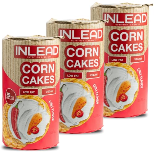 INLEAD - Corn Cakes | Leichte & Knusprige Maiswaffeln für Bewussten Genuss | Kalorienarm, Fettarm & Ideal als gesunde Alternative zu Chips - 3x 120g (Chili Flavor) von Inlead