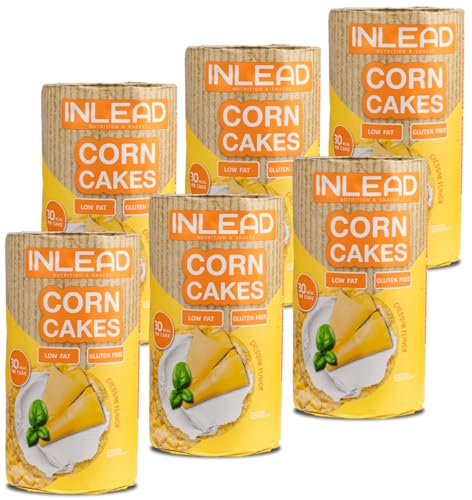 INLEAD - Corn Cakes | Leichte & Knusprige Maiswaffeln für Bewussten Genuss | Kalorienarm, Fettarm & Ideal als gesunde Alternative zu Chips - 6x 120g (Cheddar Flavor) von Inlead