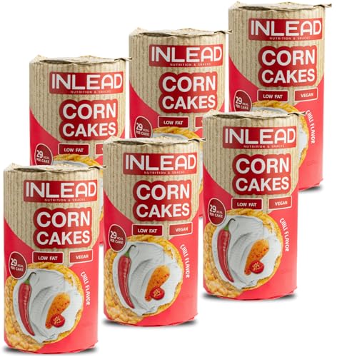 INLEAD - Corn Cakes | Leichte & Knusprige Maiswaffeln für Bewussten Genuss | Kalorienarm, Fettarm & Ideal als gesunde Alternative zu Chips - 6x 120g (Chili Flavor) von Inlead