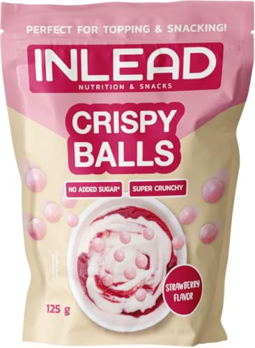 INLEAD - Crispy Balls ohne Zuckerzusatz | Crunchy Kugeln überzogen mit weißer Schokolade mit Erdbeergeschmack | Unvergleichbar Lecker - 125g von Inlead