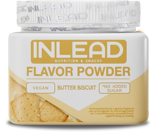 INLEAD - Flavor Powder | Kalorienarmes Geschmackspulver | Verleiht Getränken und Speisen einen leckeren Geschmack | Kalorienarm & Zuckerfrei| 50 Portionen - 250g (Butter Biscuit) von Inlead