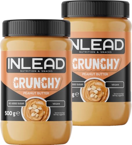 INLEAD - Peanut Butter | Cremige und Zuckerfreie Erdnussbutter ohne Palmöl | Proteinreich | Idealer Snack für Zwischendurch | Leckerer Erdnussmus aus echten Erdnüssen - 2x 500g (Crunchy) von Inlead