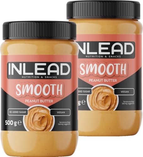 INLEAD - Peanut Butter | Cremige und Zuckerfreie Erdnussbutter ohne Palmöl | Proteinreich | Idealer Snack für Zwischendurch | Leckerer Erdnussmus aus echten Erdnüssen - 2x 500g (Smooth) von Inlead