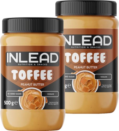 INLEAD - Peanut Butter | Cremige und Zuckerfreie Erdnussbutter ohne Palmöl | Proteinreich | Idealer Snack für Zwischendurch - 2x 500g (Toffee) von Inlead