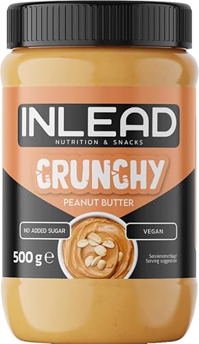 INLEAD - Peanut Butter | Cremige und Zuckerfreie Erdnussbutter ohne Palmöl | Proteinreich | Idealer Snack für Zwischendurch | Leckerer Erdnussmus aus echten Erdnüssen - 500g (Crunchy) von Inlead