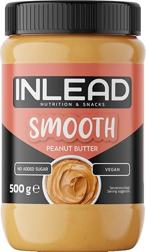 INLEAD - Peanut Butter | Cremige und Zuckerfreie Erdnussbutter ohne Palmöl | Proteinreich | Idealer Snack für Zwischendurch | Leckerer Erdnussmus aus echten Erdnüssen - 500g (Smooth) von Inlead