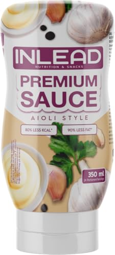 INLEAD Premium Sauce - Perfekt für bewusste Ernährung und Diät | Kalorienarme Genussvielfalt | Vegan | Glutenfrei | Laktosefrei (350ml, Aioli Style) von Inlead