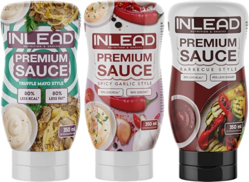 INLEAD - Premium Sauce - Light Sauce | 80% weniger Kalorien & 90% weniger Zucker | Perfekt Zur Diät | Kalorienarme Ernährung | Vegan | Glutenfrei | Laktosefrei - 3x 350ml (MIXBOX - GOURMET) von Inlead