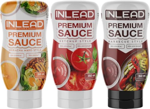 INLEAD Premium Sauce - Perfekt für bewusste Ernährung und Diät | Kalorienarme Genussvielfalt | Vegan | Glutenfrei | Laktosefrei - 3x 350ml (MIXBOX - BBQ) von Inlead