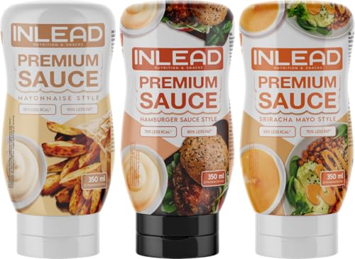 INLEAD - Premium Sauce - Light Sauce | 80% weniger Kalorien & 90% weniger Zucker | Perfekt Zur Diät | Kalorienarme Ernährung | Vegan | Glutenfrei | Laktosefrei - 3x 350ml (MIXBOX - TASTY) von Inlead