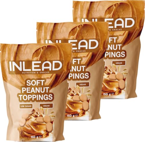 INLEAD - Soft Peanut Toppings | Zarte Zuckerarme Erdnuss-Drops für Desserts, Joghurt, als Topping und zum Backen - 3x 150g von Inlead