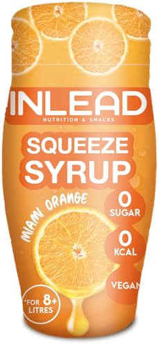 INLEAD - Squeeze Syrup | Kalorienfreier Geschmackskick für Wasser mit intensiver Fruchtvielfalt | Ohne Zucker & Ohne Kalorien | für bis zu 8 Liter - 65ml (1x 65ml, Miami Orange) von Inlead