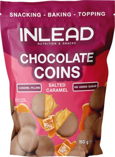 INLEAD - Chocolate Coins | Schokotaler mit Karamell-Füllung | Leckere Schokolade mit Salzigem Karamell | Ohne zugesetztem Zucker - 150g (Salted Caramel - Gesalzenes Karamell) von Inlead