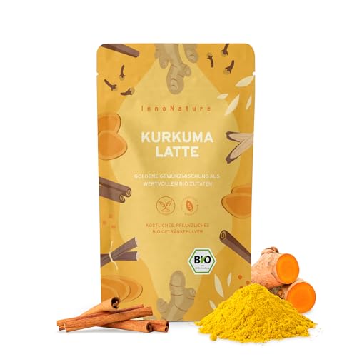 InnoNature Bio Kurkuma Latte I Pulver mit Zimt, Ingwer und Kardamom I 175g, nur natürliche Zutaten I Vegan ohne Zusatzstoffe von InnoNature