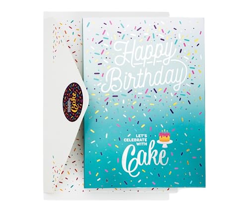 InstaCake Cards Geburtstagskarte mit Aufschrift "Happy Birthday Let's Celebrate with Cake Teal", inklusive Tasse und Kuchenmischung (Double Chocolate) von InstaCake Cards