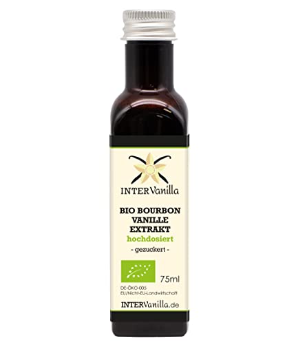 InterVanilla Bio Bourbon Vanilleextrakt hochdosiert. 75 ml. Vanille Extrakt flüssig OHNE Alkohol, auf Zucker Basis, vanilla extract for baking von InterVanilla