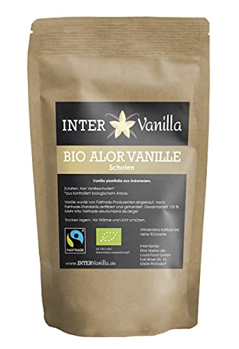 InterVanilla FAIRTRADE BIO Alor Vanille, 10 Stück Vanilleschoten. 14-17 cm. Hoher Vanillingehalt von 2%. Fair Trade. Auch super für Extrakt geeignet von InterVanilla