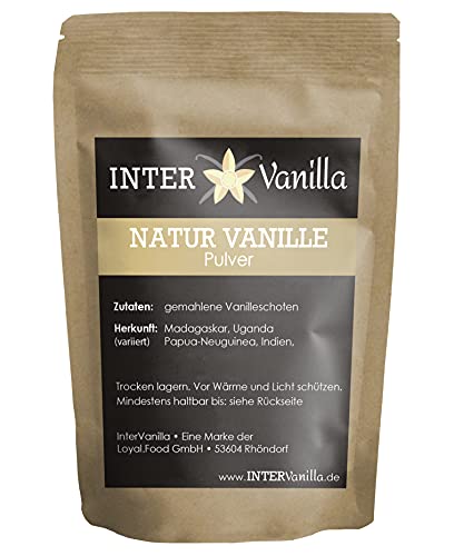 InterVanilla Natur Vanille gemahlen VANILLEPULVER, 10g aus 100% echten Premium Vanilleschoten. Vanilla bean powder. Vanillepulver ohne Zusätze, ohne Zucker von InterVanilla