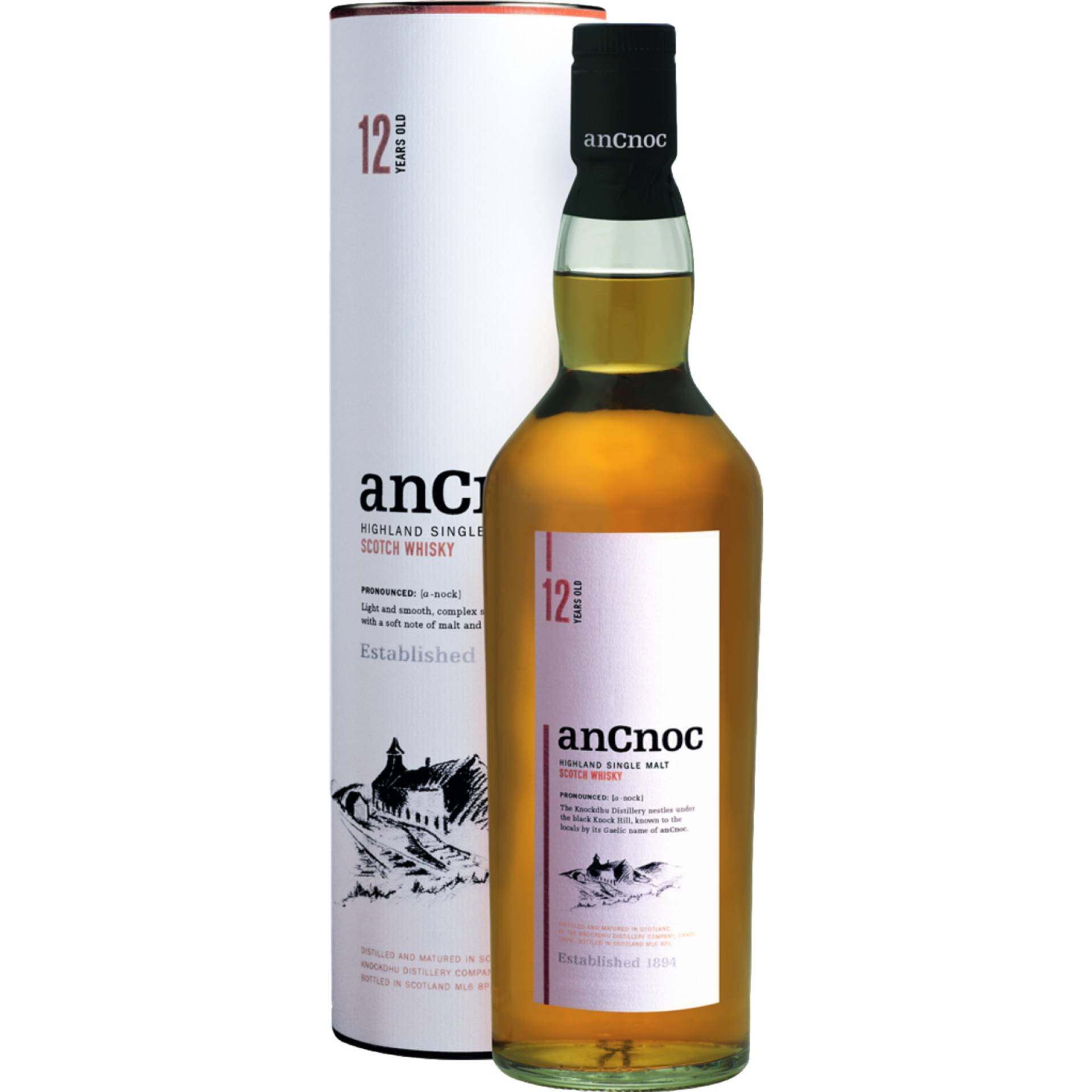 anCnoc 12 Years Old Highland Single Malt, Scotch Whisky, 0,7 L, 40% Vol., Schottland, Spirituosen von Inver House Distillers Ltd, Airdrie ML6 8PL Lanarkshire Scotland